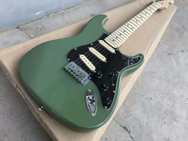 green electric guitar